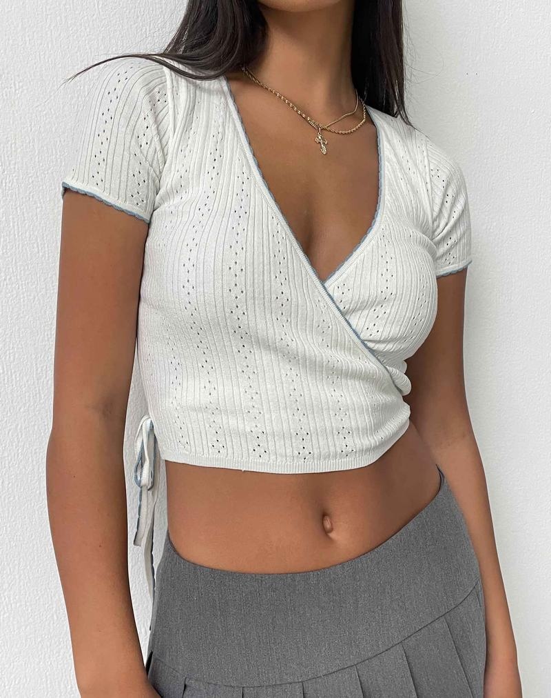 Women's Motel Rocks Delilah Wrap Cropped Tops White | OFG3942VB