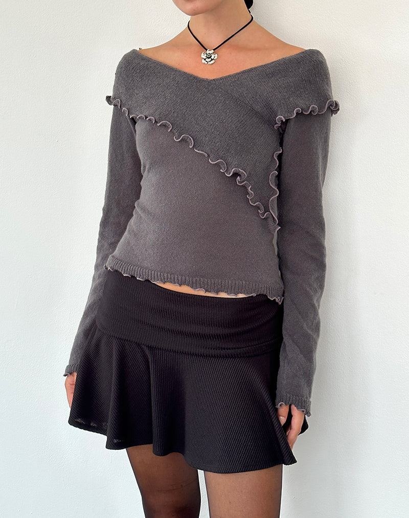 Women's Motel Rocks Febby Sheer Knit Jumpers Dark Grey | GVG8967NJ