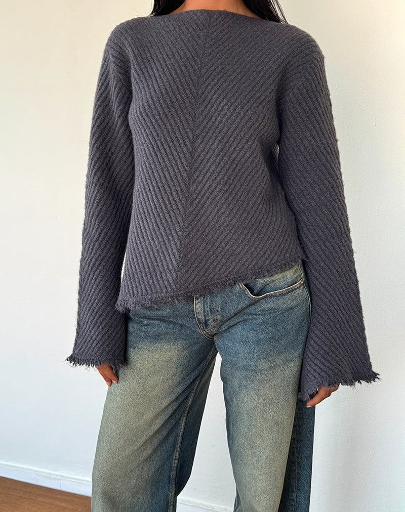 Women's Motel Rocks Fergie Asymmetric Knit Jumpers Blue Grey | YLB5528ZE