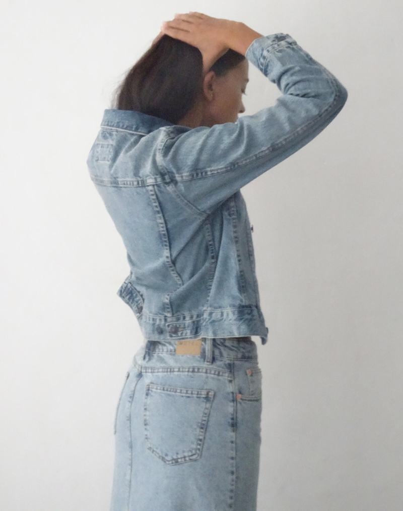 Women's Motel Rocks Fitted Denim Jackets Blue | HVS4786MT