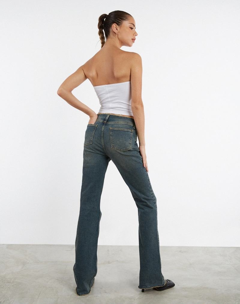 Women's Motel Rocks Frayed Low Rise Jeans Brown Blue | PVQ5436DK