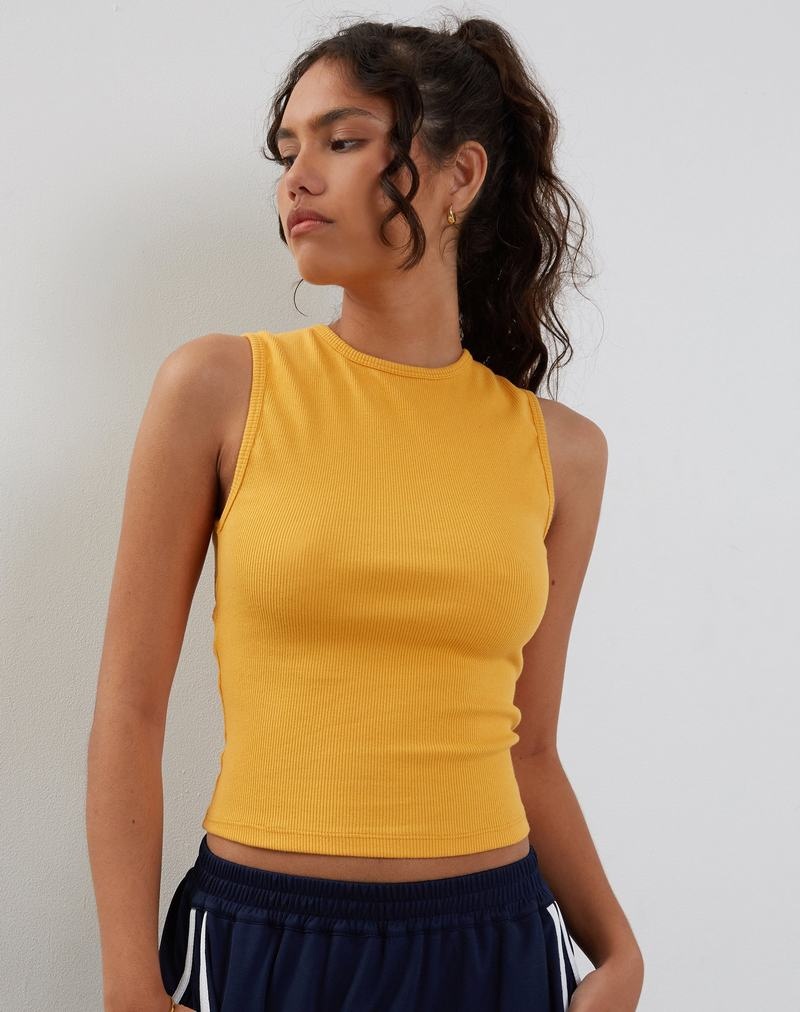 Women's Motel Rocks Gelsho Open Back Tank Top Yellow | JWO3419NL