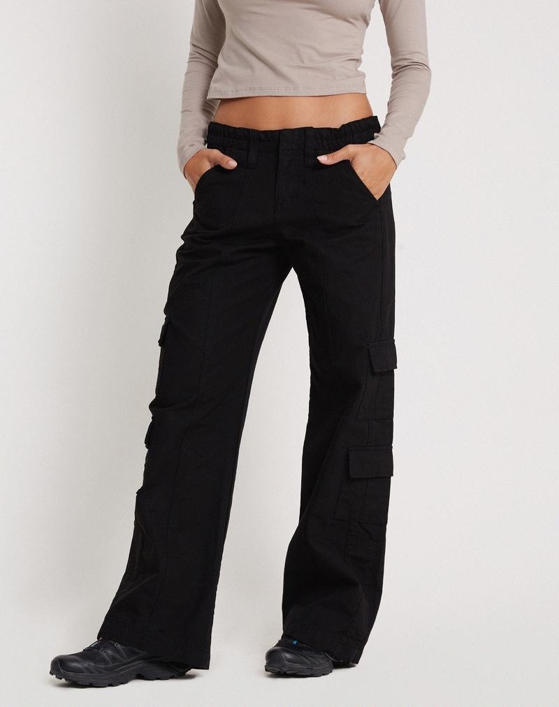 Women's Motel Rocks Hansa Cargo Trousers Black | VIX621WN