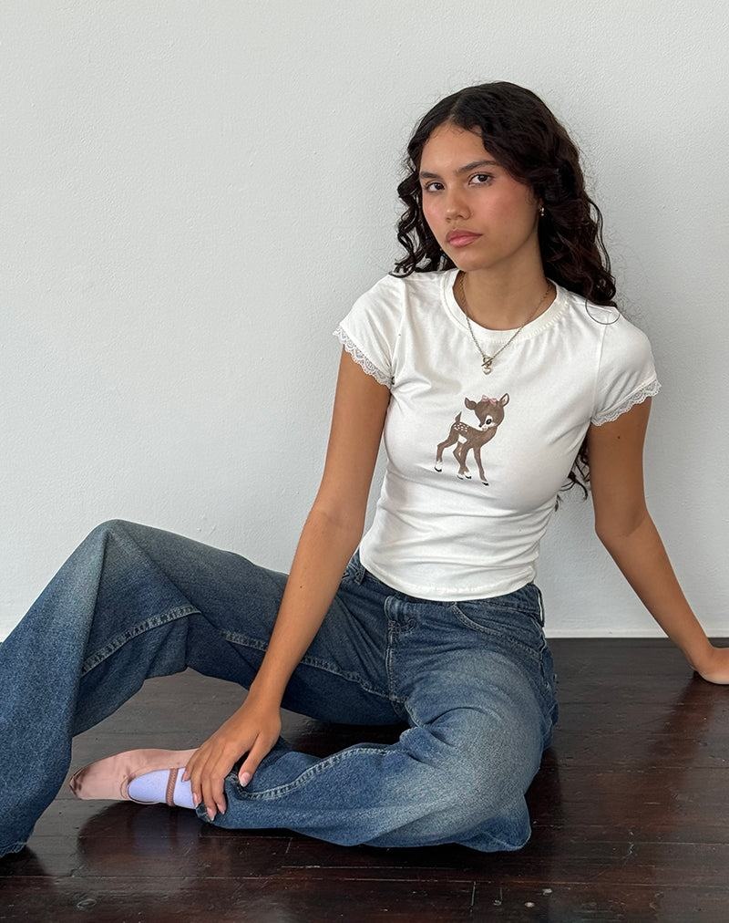 Women's Motel Rocks Izzy Top T Shirts White | SSE1799LV