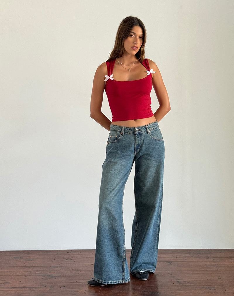 Women's Motel Rocks Jiniso Cropped Tops Red Pink | XEN660XV