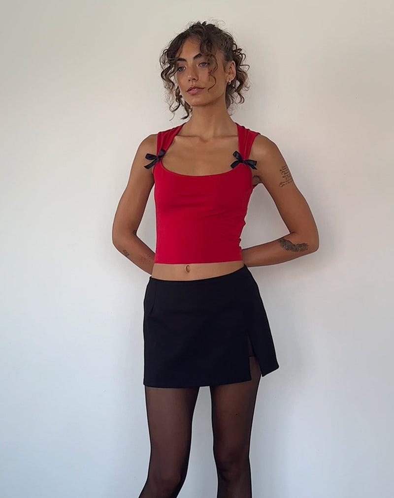 Women's Motel Rocks Jiniso Cropped Tops Red Black | ATZ5467VY