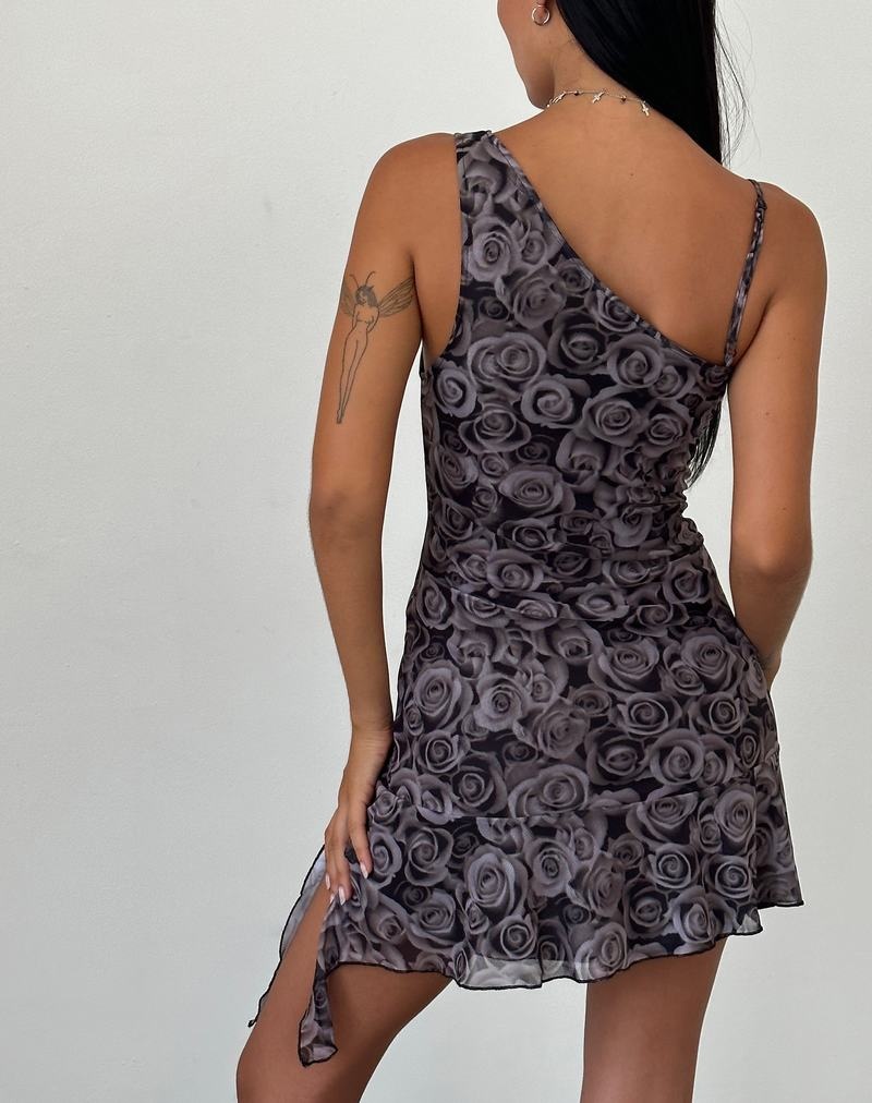 Women's Motel Rocks Joanna Asymmetric Mini Dress Black Rose | EIE3855JD