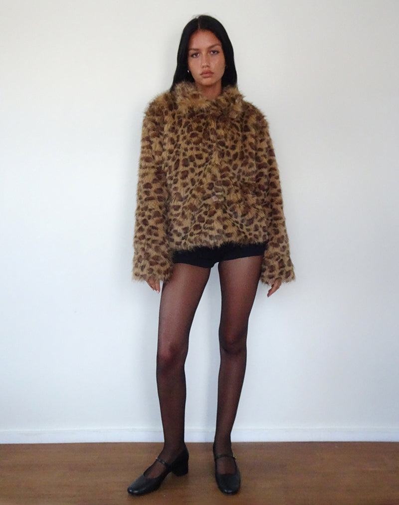 Women's Motel Rocks Joji Crop Faux Fur Jackets Brown | YYO319TX