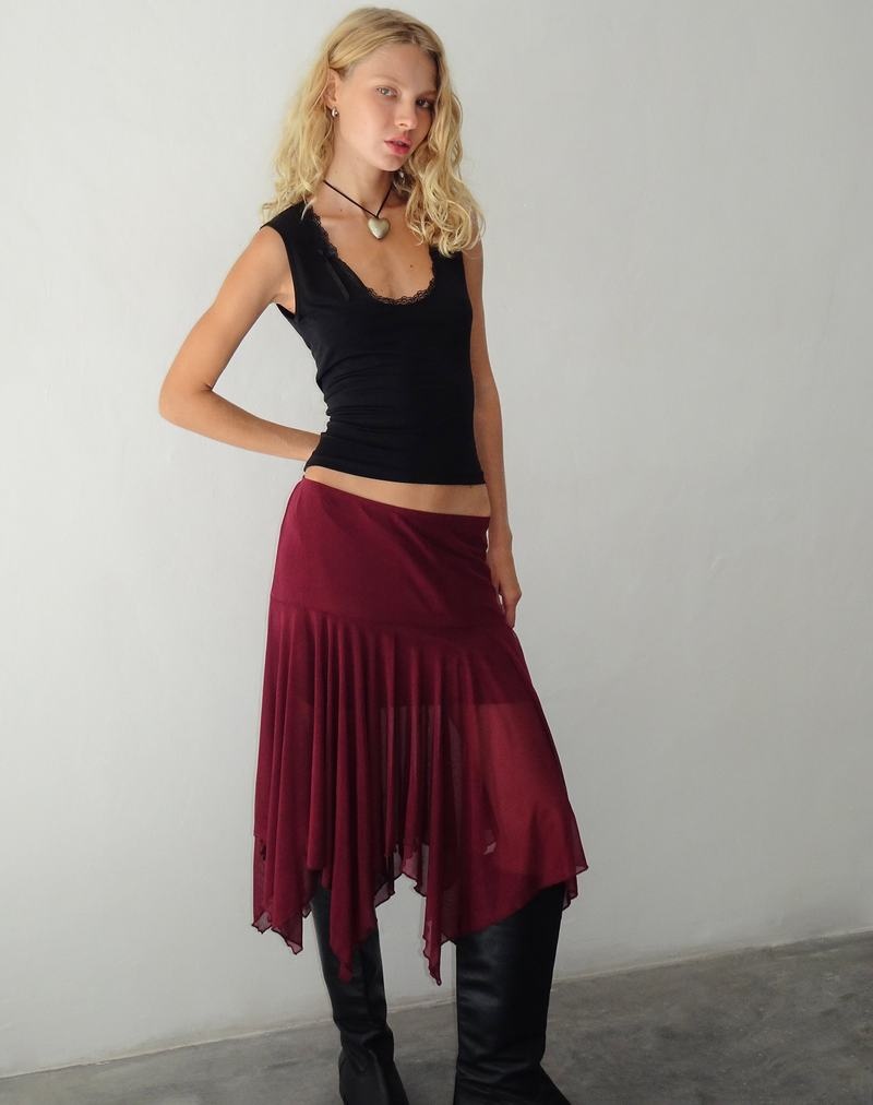 Women's Motel Rocks Jovali Low Waist Midi Skirts Red | TTK1519NA