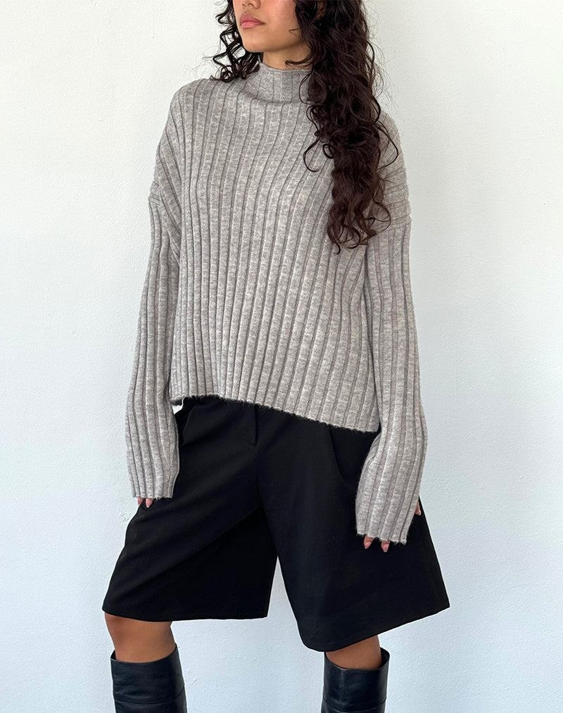 Women's Motel Rocks Judah Oversized Chunky Rib Knit Jumpers Light Grey | XFJ5067LC