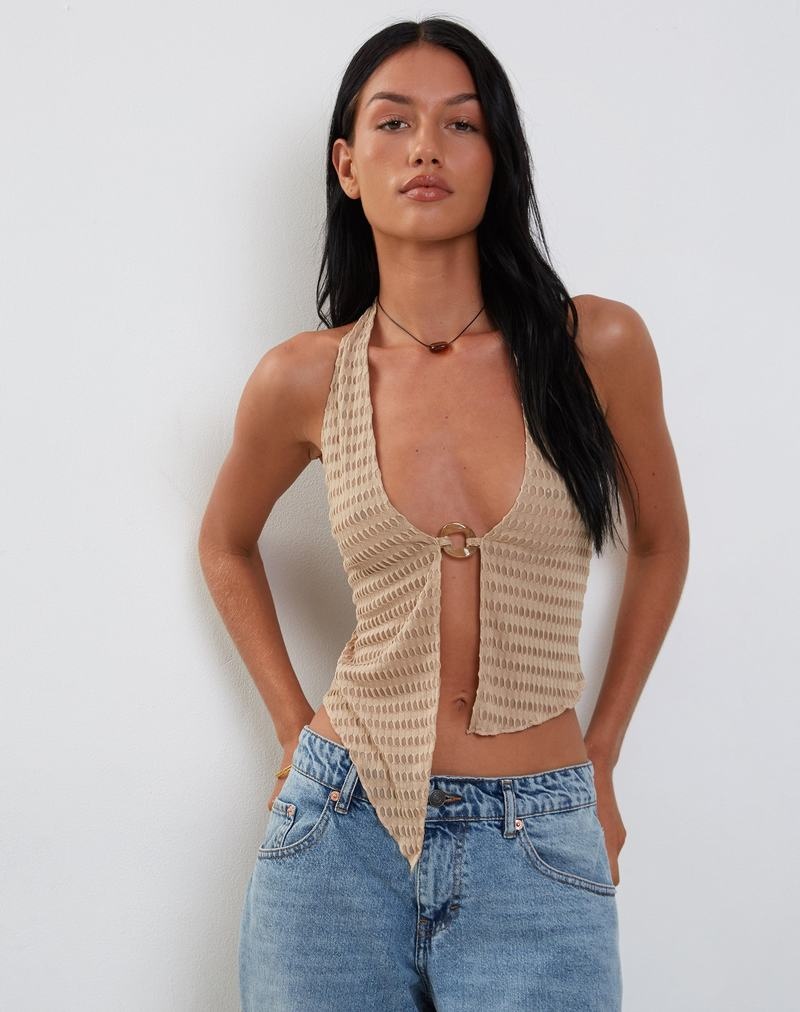 Women's Motel Rocks Kacie Halter Vest Beige | ICU4032MC