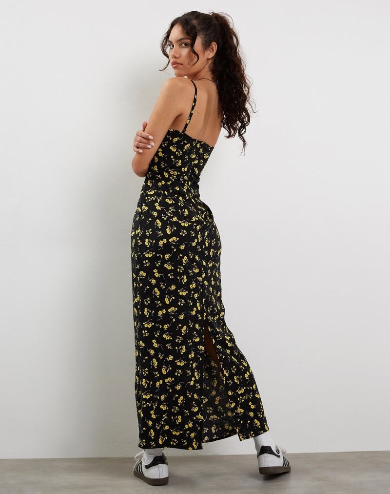 Women's Motel Rocks Kafka Maxi Dress Black Yellow | NJX3316ZD