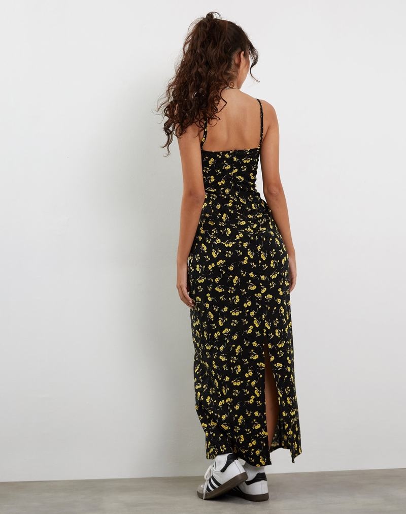 Women's Motel Rocks Kafka Maxi Dress Black Yellow | NJX3316ZD