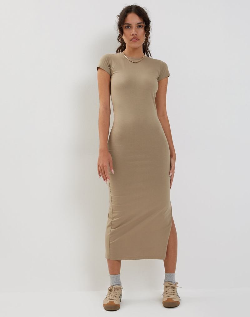 Women's Motel Rocks Kasor Open Back Midi Dress Brown | OLD948NE