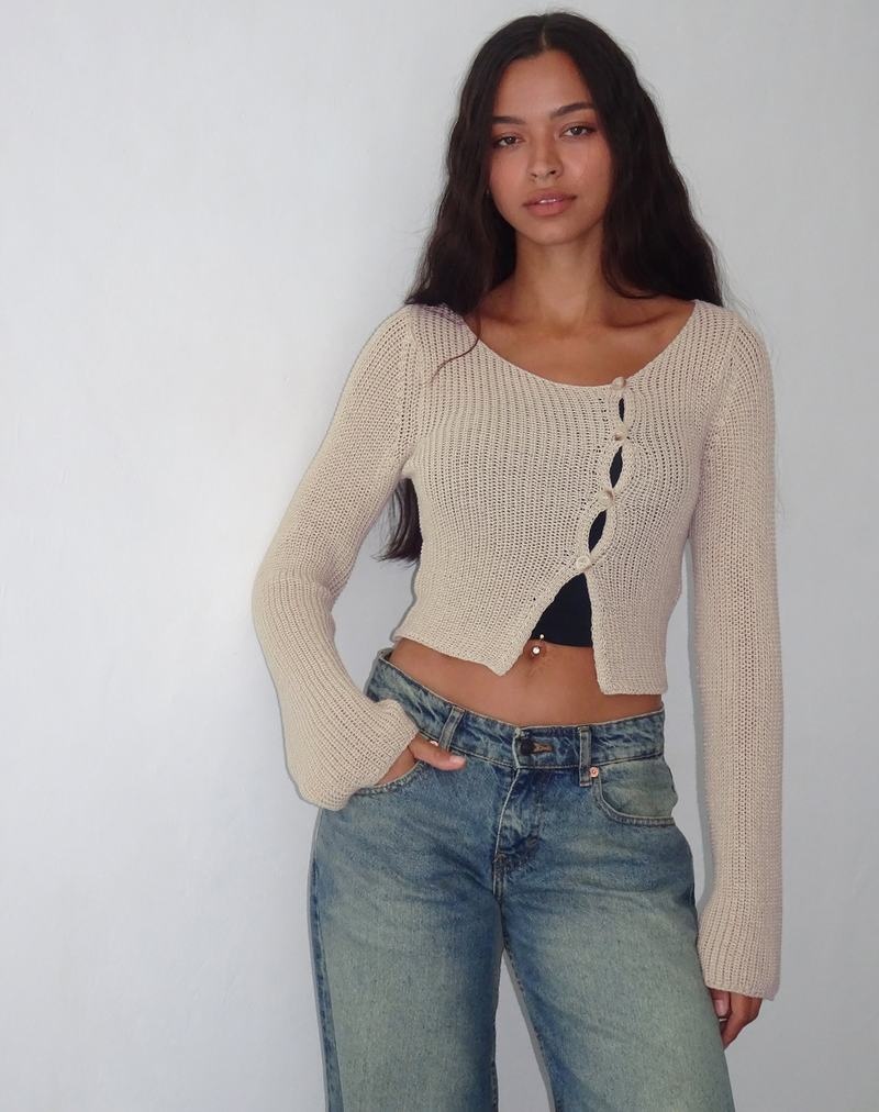 Women's Motel Rocks Kazayo Long Sleeve Knit Top Jumpers Beige | KRF5781JX