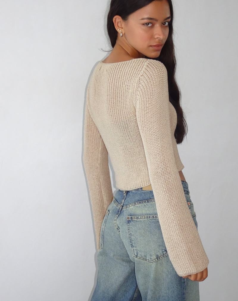 Women's Motel Rocks Kazayo Long Sleeve Knit Top Jumpers Beige | KRF5781JX