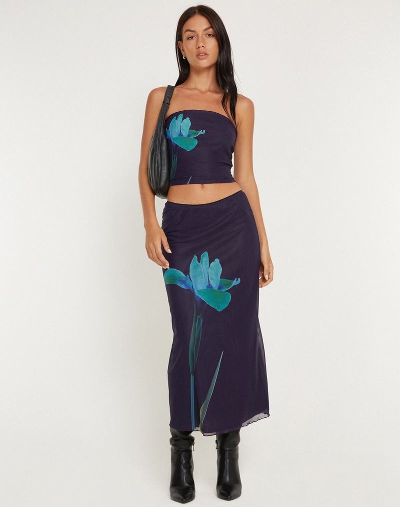 Women's Motel Rocks Lassie Midi Skirts Navy | NPA7650DI