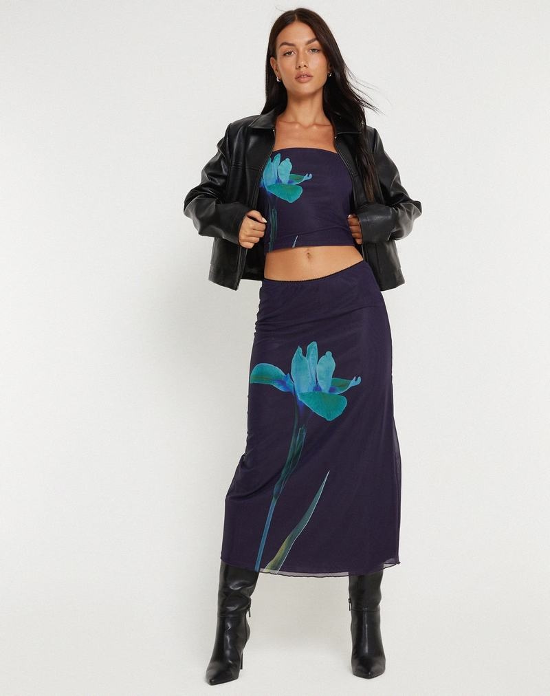 Women's Motel Rocks Lassie Midi Skirts Navy | NPA7650DI