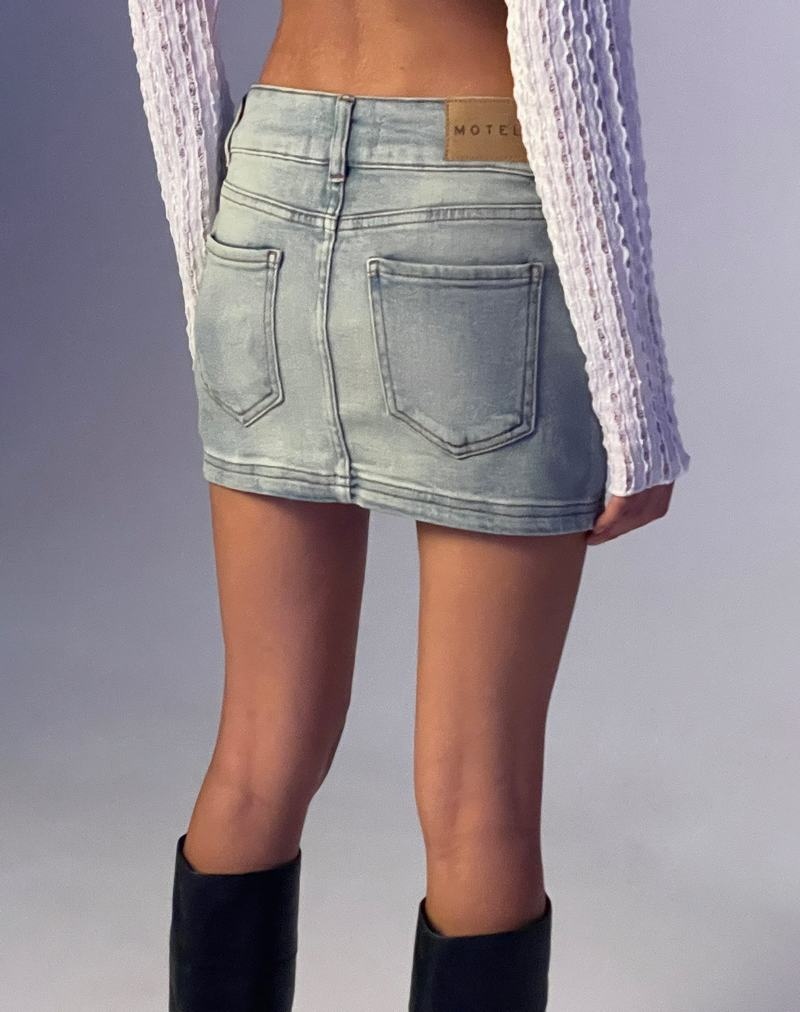 Women's Motel Rocks Low Rise Mini Denim Skirt Blue | TUM2645HJ