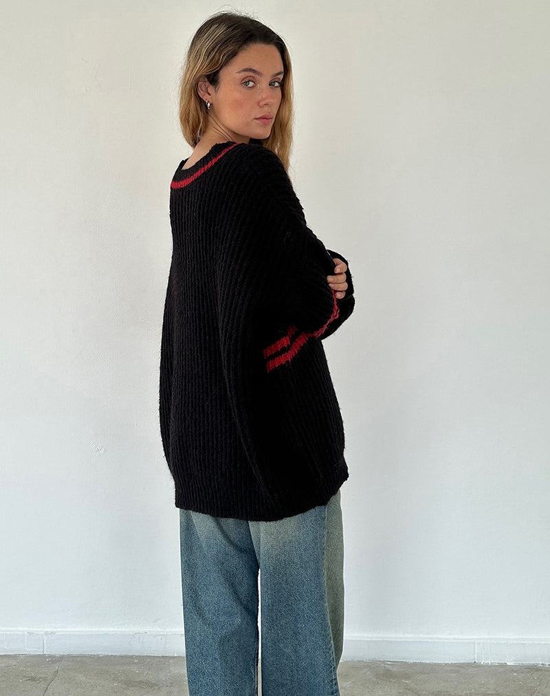 Women's Motel Rocks Lulees Oversized Jumpers Black Red | LQY860IG