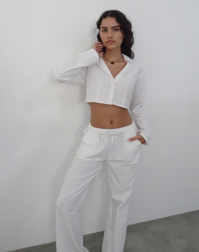 Women's Motel Rocks Lyse Super Cropped Shirt Cropped Tops White | STV829JW