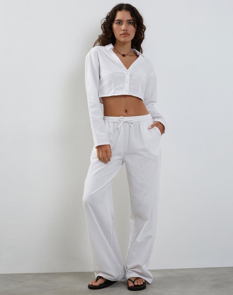 Women's Motel Rocks Lyse Super Cropped Shirt Cropped Tops White | STV829JW