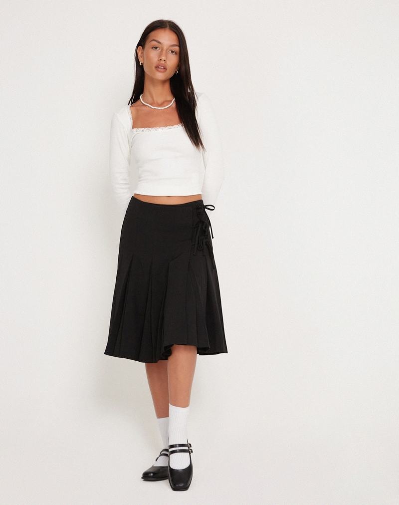 Women's Motel Rocks Madelyn Pleated Midi Skirts Black | SQT3868YQ