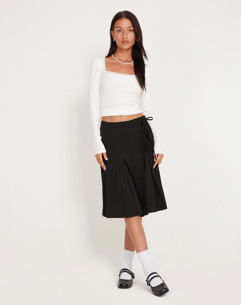 Women's Motel Rocks Madelyn Pleated Midi Skirts Black | SQT3868YQ