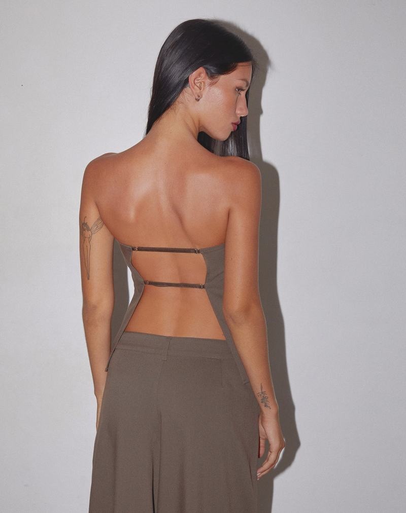 Women's Motel Rocks Mairi Longline Bandeau Grey Brown | KXJ230TU