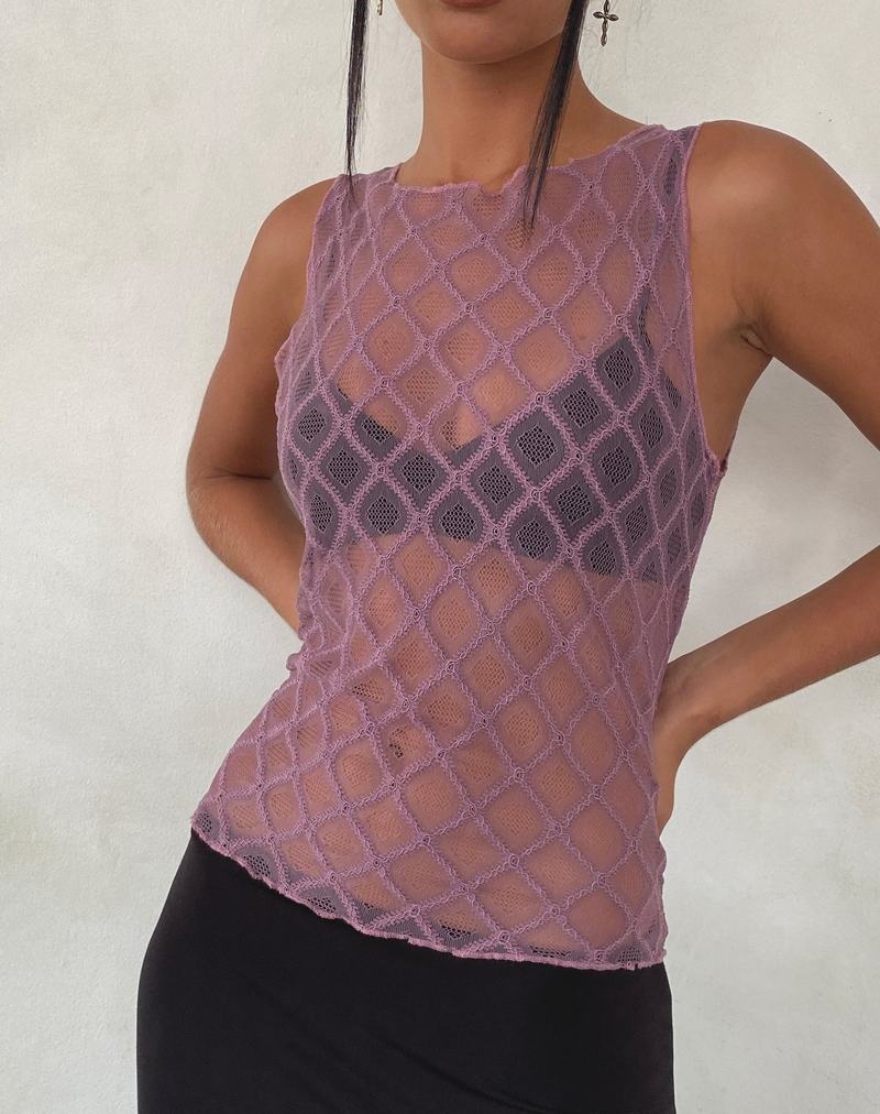 Women\'s Motel Rocks Maloe Lace Patterned Tank Top Purple | GTS128JC