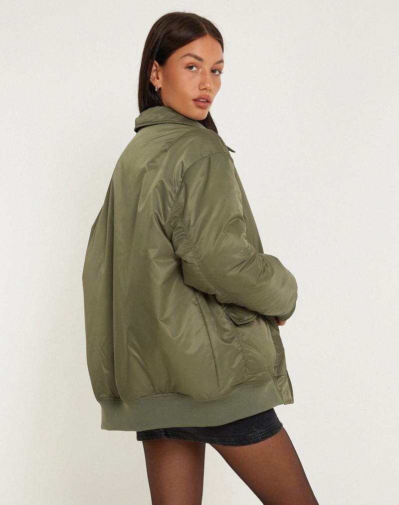 Women's Motel Rocks Manik Jackets Khaki Green | RQO7630OB