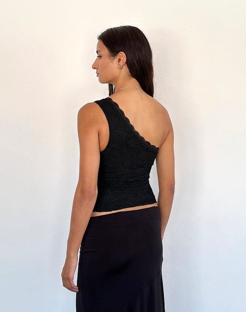 Women's Motel Rocks Moira One Shoulder Lace Vest Black | NJR9632FI