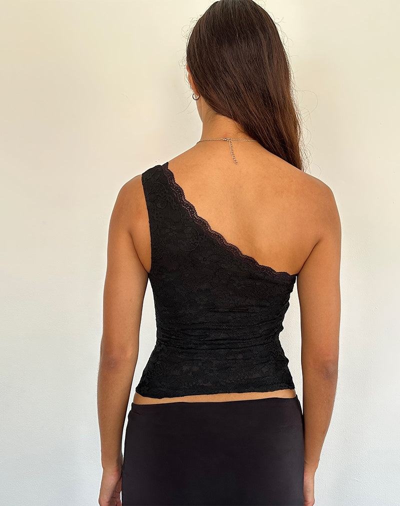 Women's Motel Rocks Moira One Shoulder Lace Vest Black | NJR9632FI