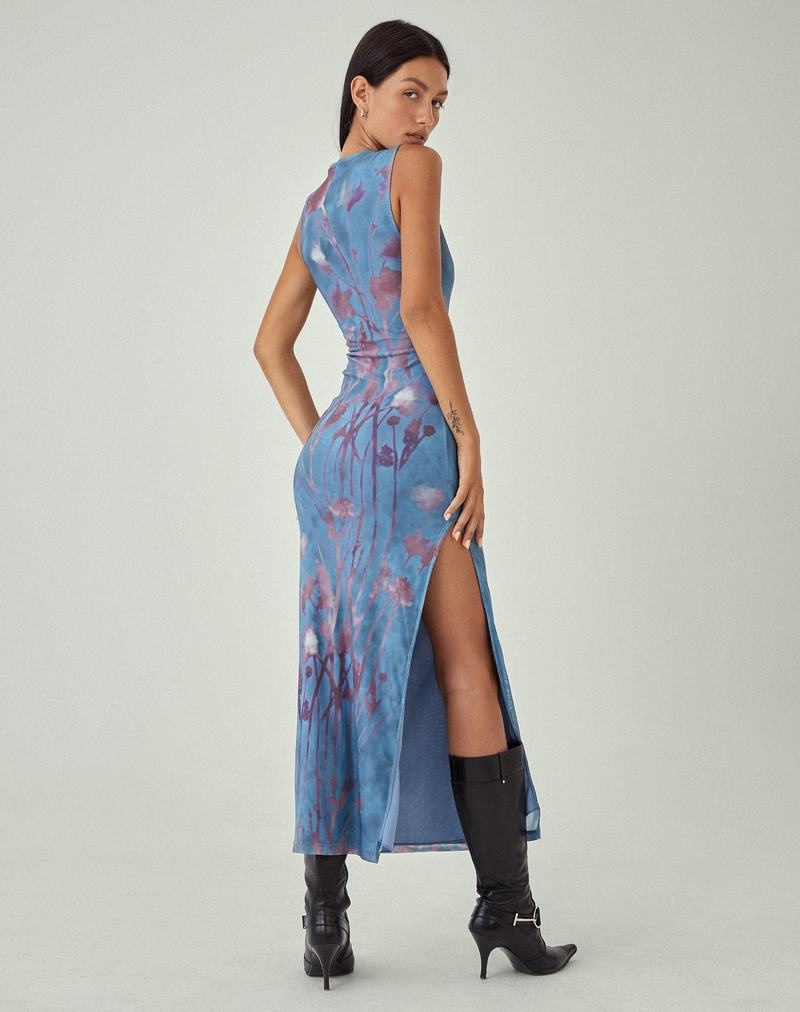 Women's Motel Rocks Motel X Jacquie Flo Midi Dress Blue | KVB6298WN