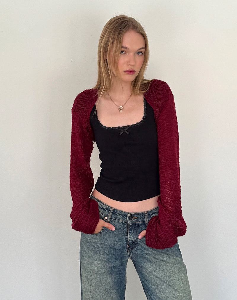 Women's Motel Rocks Nobila Knitted Shrug Jumpers Red | XKK7417TZ