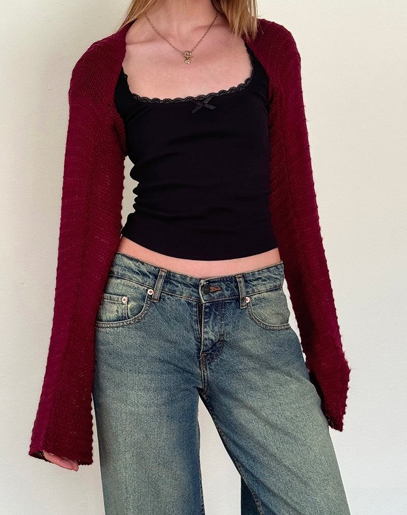 Women's Motel Rocks Nobila Knitted Shrug Jumpers Red | XKK7417TZ