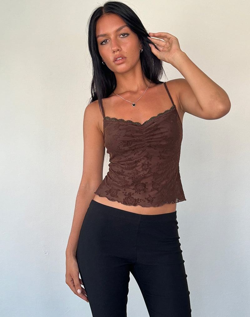 Women's Motel Rocks Noira Cami Cropped Tops Brown Rose | DEZ2827LV