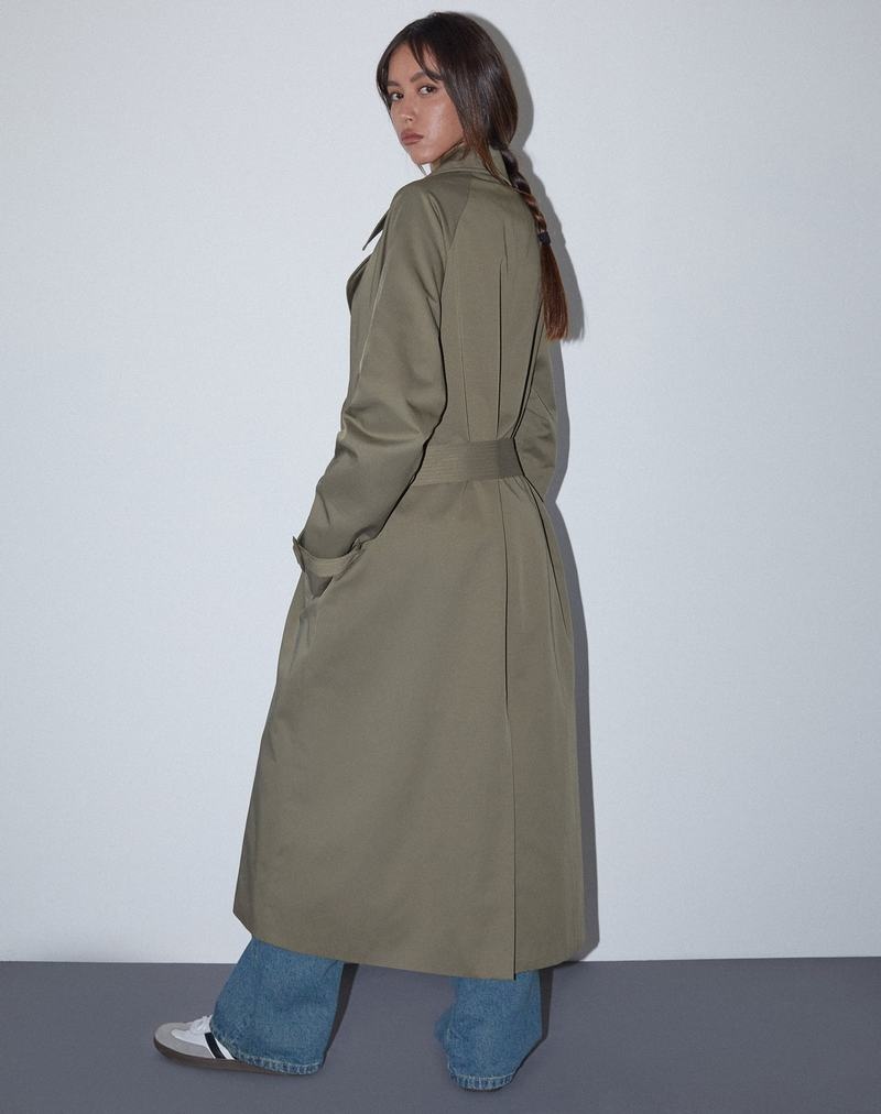 Women's Motel Rocks Orcati Trench Coat Khaki | DJA454ZQ