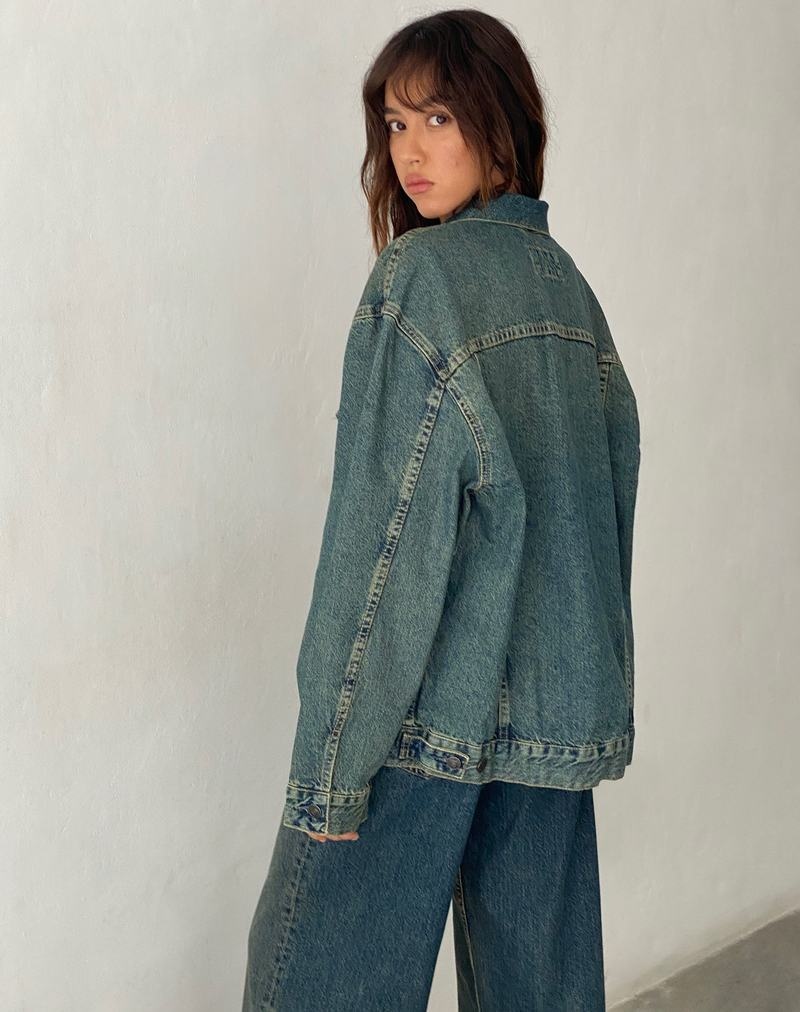 Women's Motel Rocks Oversized Denim Jackets Brown Blue | DIF639XP