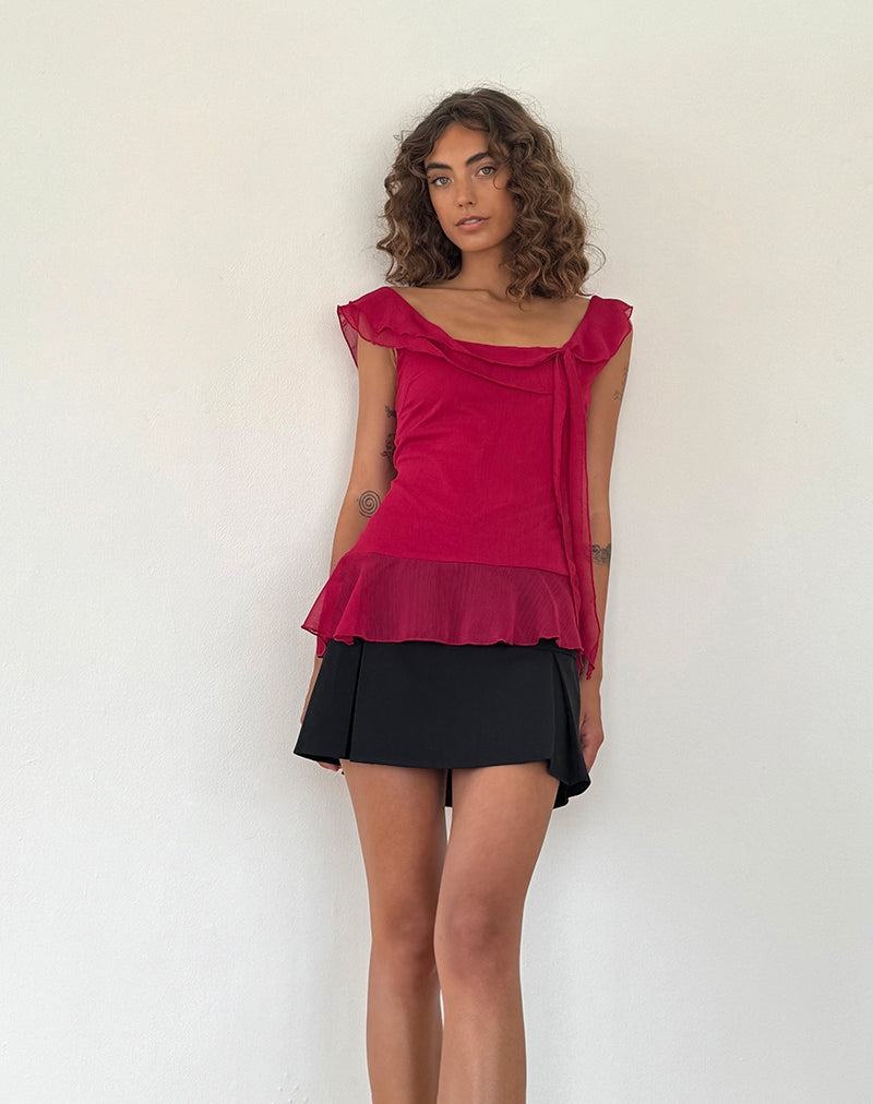 Women's Motel Rocks Piro Ruffle Longline Vest Red | YAW10097LY