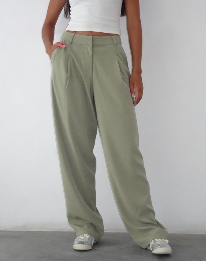 Women's Motel Rocks Sakaria Wide Leg Trousers Grey Green | WMI6394CX