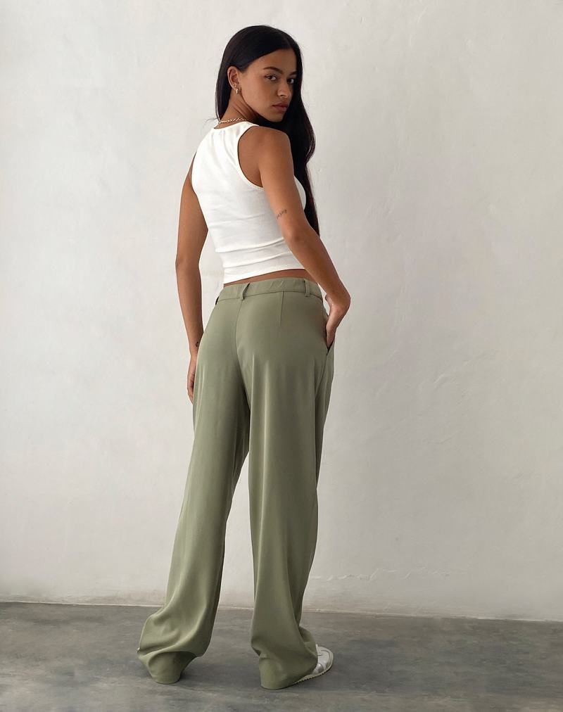 Women's Motel Rocks Sakaria Wide Leg Trousers Grey Green | WMI6394CX