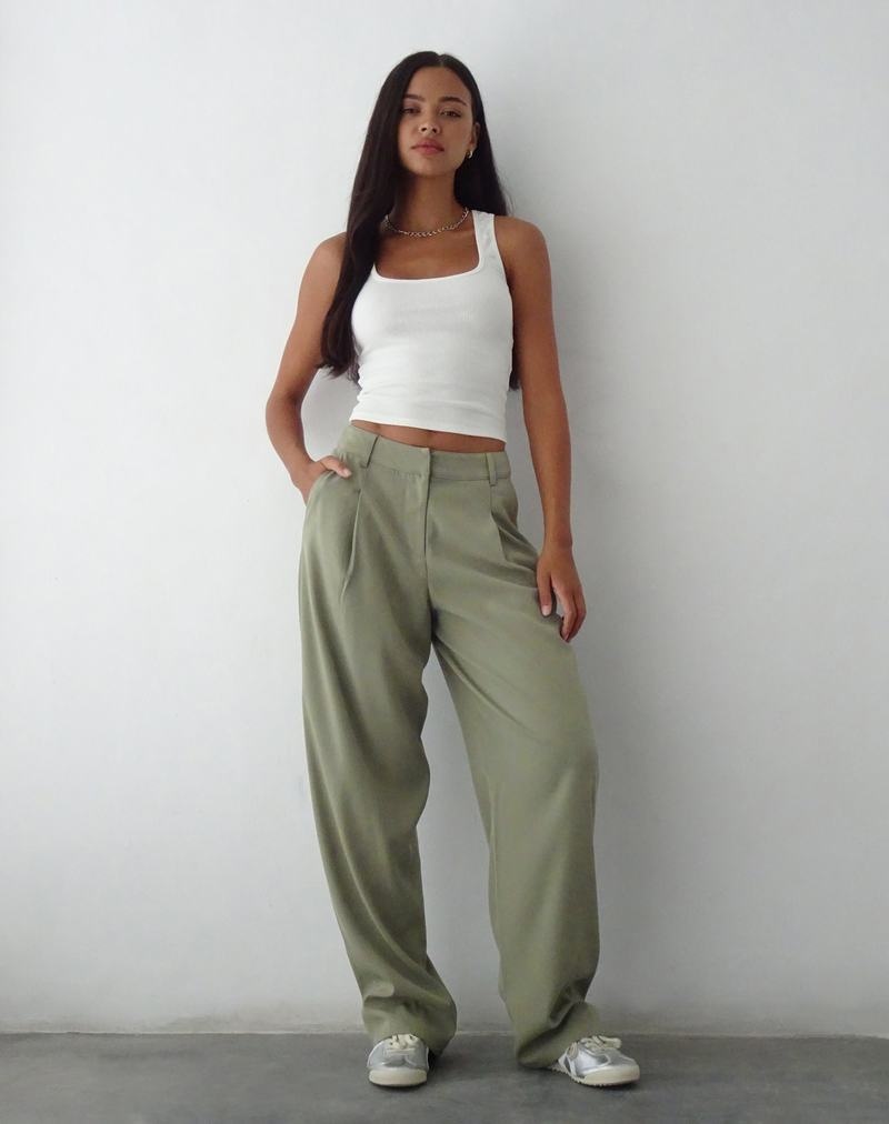 Women\'s Motel Rocks Sakaria Wide Leg Trousers Grey Green | WMI6394CX