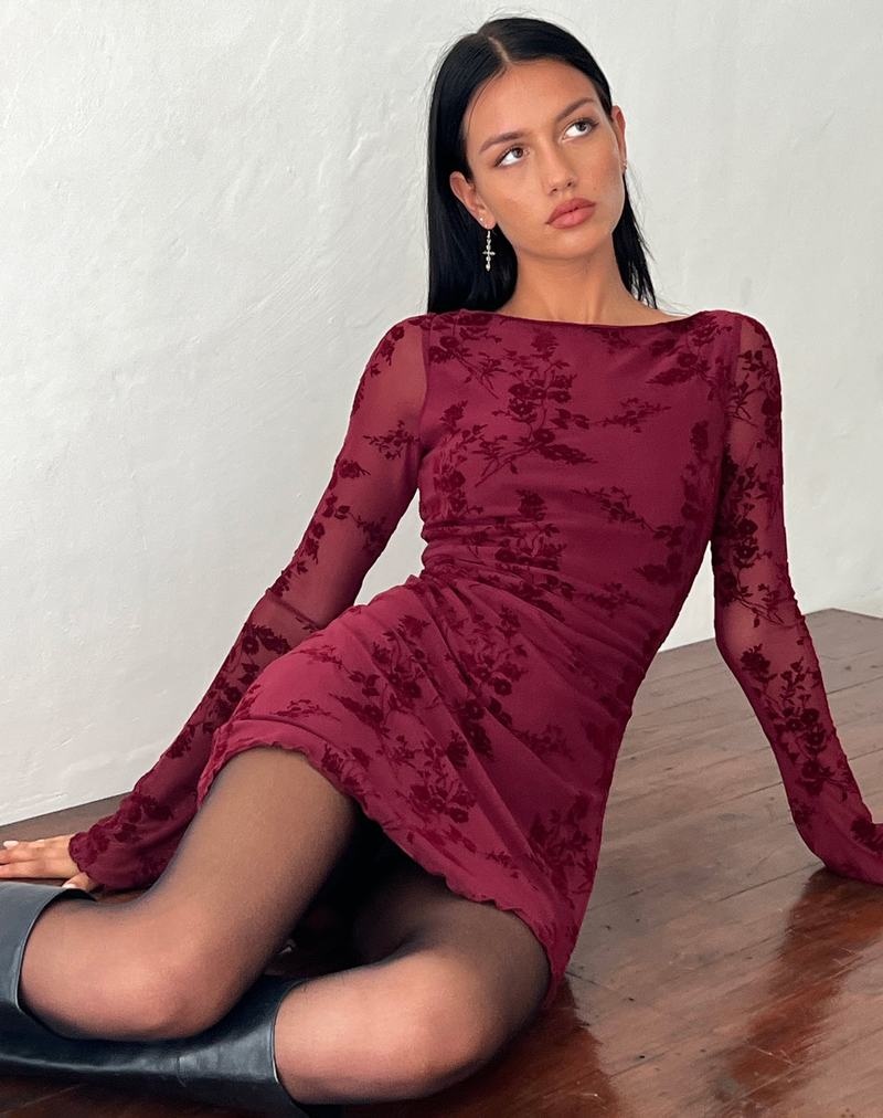 Women's Motel Rocks Sevila Long Sleeve Mini Dress Red | LZC7124ZC