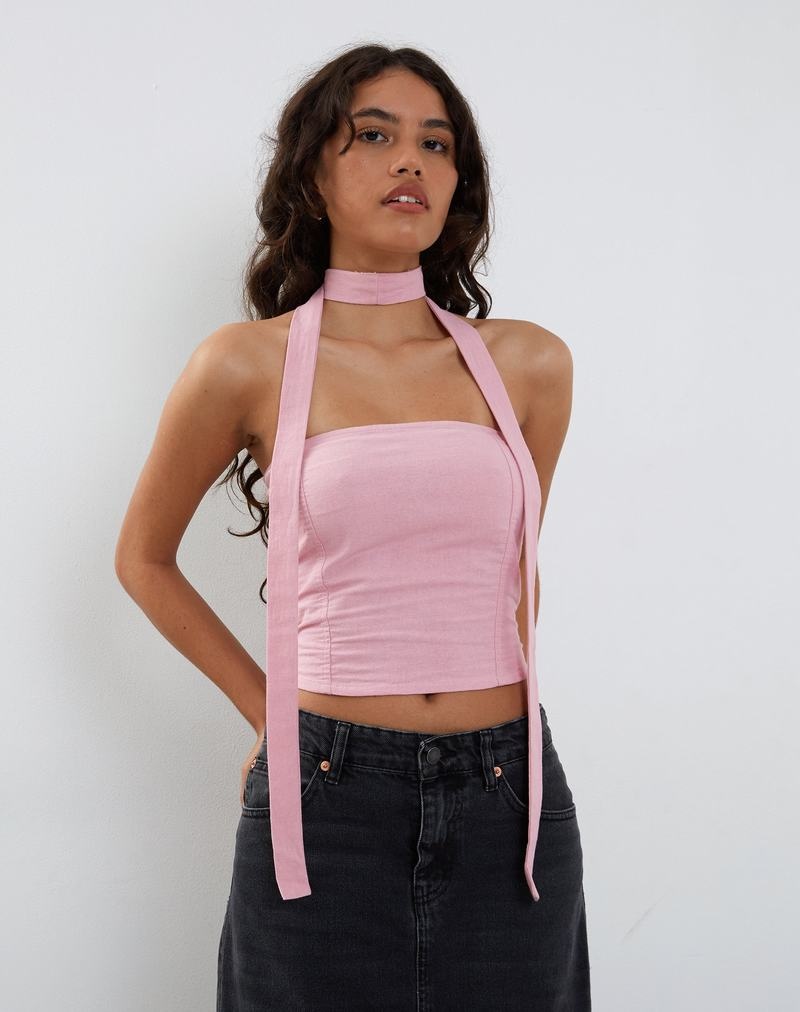 Women's Motel Rocks Shaloe And Scarf Set Cropped Tops Pink | RLA6827TT