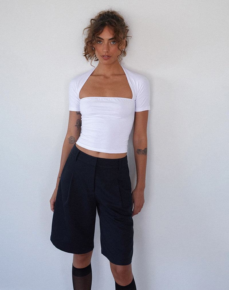 Women's Motel Rocks Sintya Tailored Capri Shorts Navy | TJI2450DK