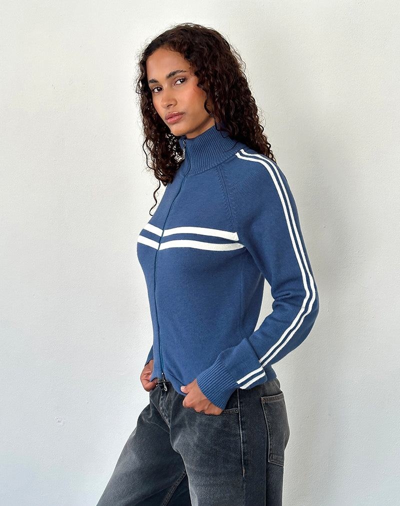 Women's Motel Rocks Talisa Sporty Zip Through Jackets Navy White | RMU8140FD