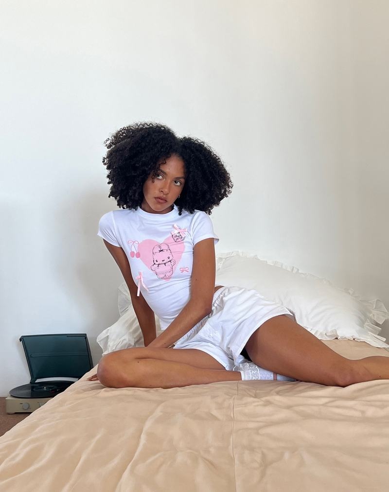 Women's Motel Rocks Tiona Cropped Tee T Shirts White | BJL4958OD