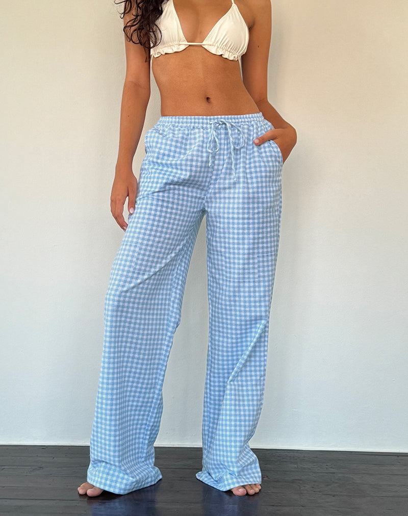 Women\'s Motel Rocks Wasic Wide Leg Linen Trousers Blue | LBV9956TJ