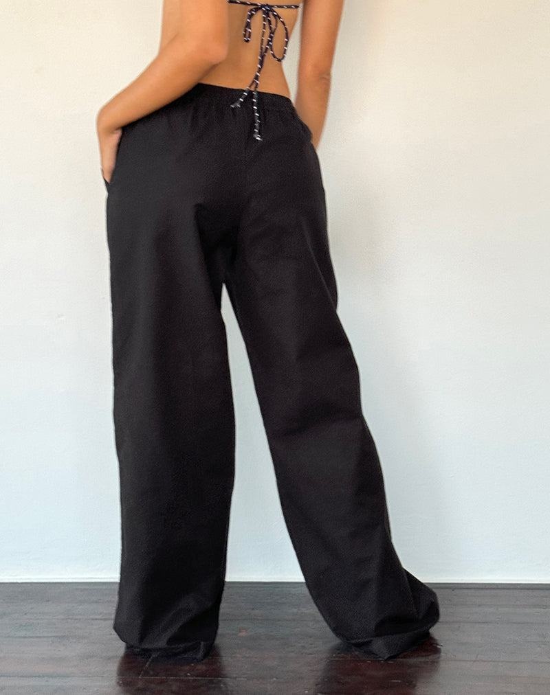 Women's Motel Rocks Wasic Wide Leg Linen Trousers Black | IKK9871QA